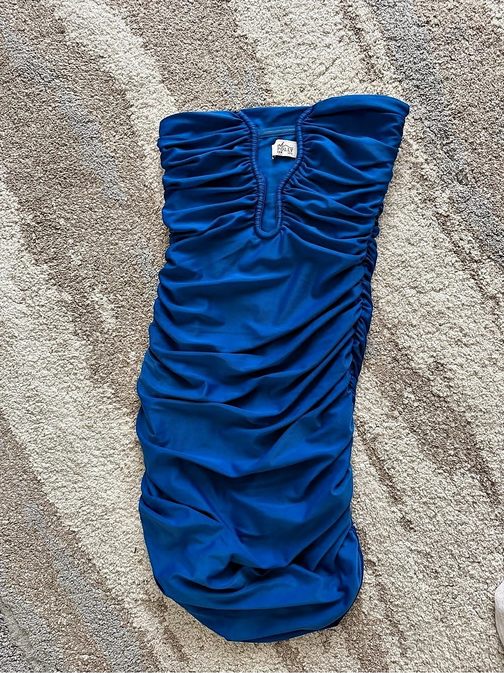 Folly Ruched Mini Dress in Blue Like New